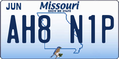 MO license plate AH8N1P