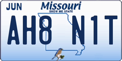 MO license plate AH8N1T