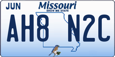 MO license plate AH8N2C