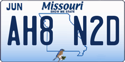 MO license plate AH8N2D