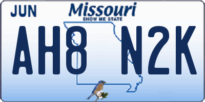 MO license plate AH8N2K