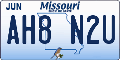 MO license plate AH8N2U