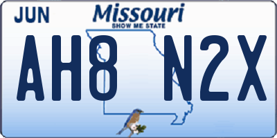 MO license plate AH8N2X