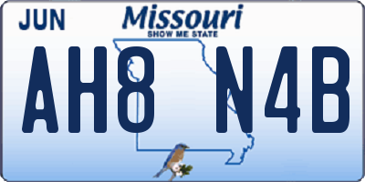 MO license plate AH8N4B