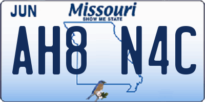 MO license plate AH8N4C