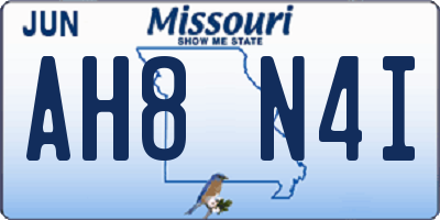 MO license plate AH8N4I