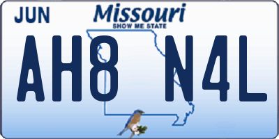 MO license plate AH8N4L