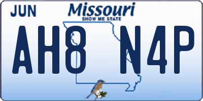 MO license plate AH8N4P