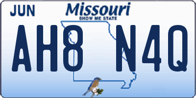 MO license plate AH8N4Q
