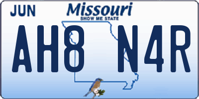 MO license plate AH8N4R