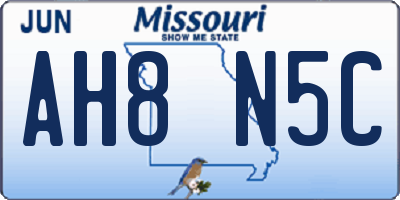 MO license plate AH8N5C