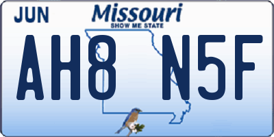 MO license plate AH8N5F