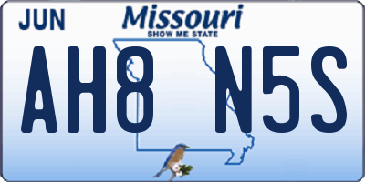 MO license plate AH8N5S