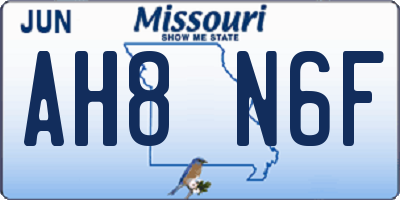 MO license plate AH8N6F
