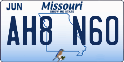MO license plate AH8N6O