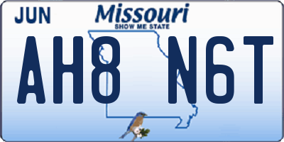 MO license plate AH8N6T