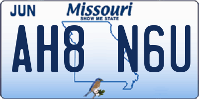 MO license plate AH8N6U
