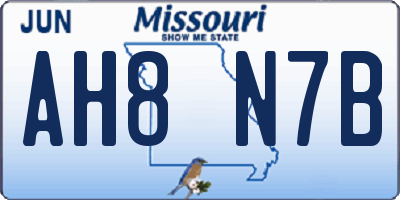 MO license plate AH8N7B