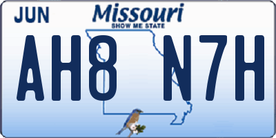 MO license plate AH8N7H