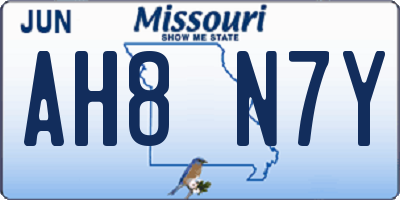 MO license plate AH8N7Y