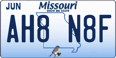 MO license plate AH8N8F
