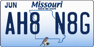 MO license plate AH8N8G