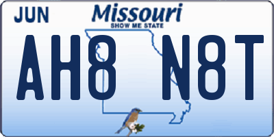 MO license plate AH8N8T