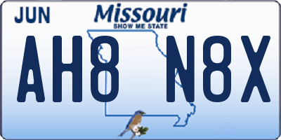 MO license plate AH8N8X