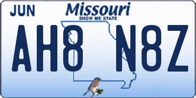 MO license plate AH8N8Z