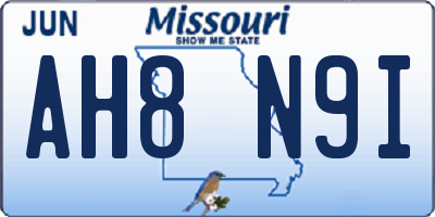 MO license plate AH8N9I