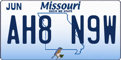 MO license plate AH8N9W