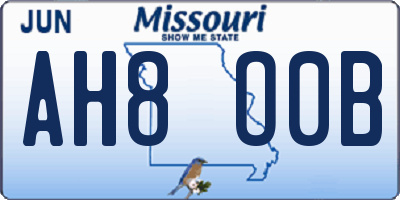 MO license plate AH8O0B