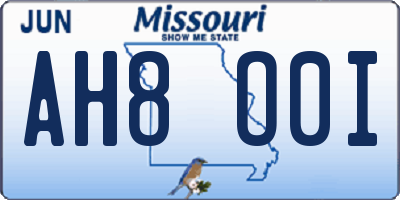 MO license plate AH8O0I