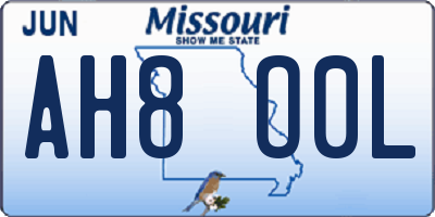 MO license plate AH8O0L
