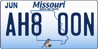 MO license plate AH8O0N