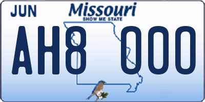 MO license plate AH8O0O