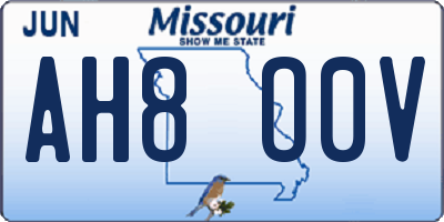 MO license plate AH8O0V