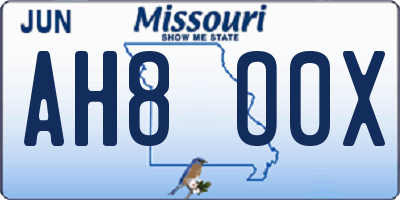 MO license plate AH8O0X