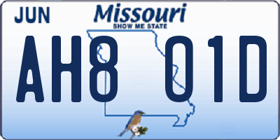 MO license plate AH8O1D
