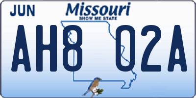 MO license plate AH8O2A