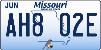 MO license plate AH8O2E