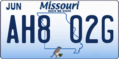 MO license plate AH8O2G