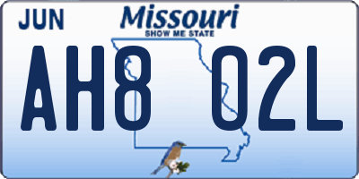 MO license plate AH8O2L