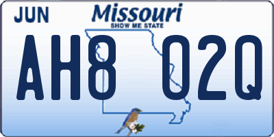 MO license plate AH8O2Q