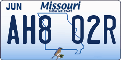 MO license plate AH8O2R