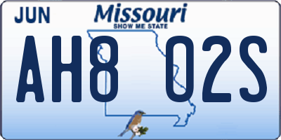 MO license plate AH8O2S