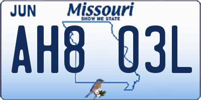 MO license plate AH8O3L