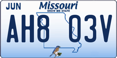 MO license plate AH8O3V