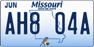 MO license plate AH8O4A