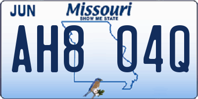 MO license plate AH8O4Q